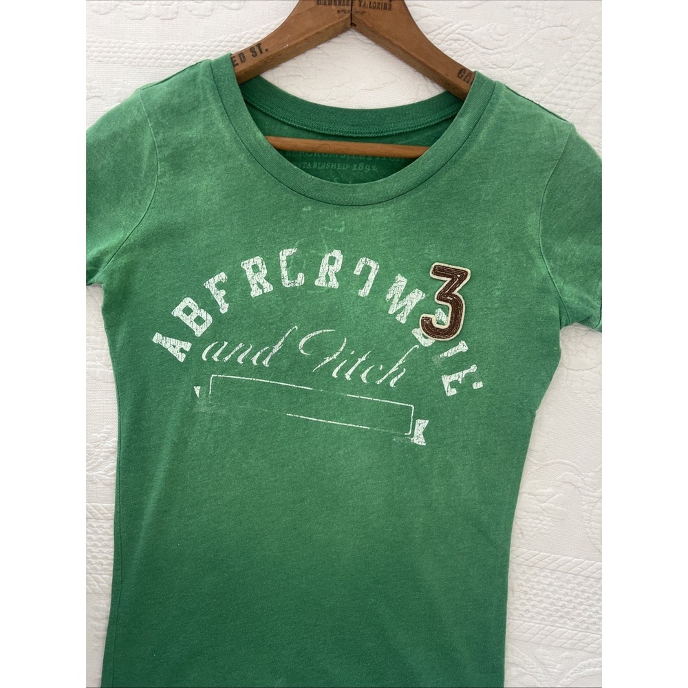 Abercrombie & Fitch Vintage Y2K Baby Tee Fitted Womens Small Vintage Distressed - Picture 5 of 10
